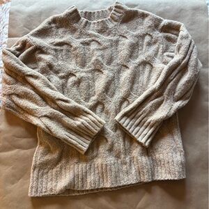 American Eagle Cozy Beige Cable Knit Sweater